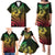 Hawaiian Sea Turtle Family Matching Puletasi and Hawaiian Shirt Reggae Hibiscus Flowers and Kakau Pattern