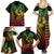 Hawaiian Sea Turtle Family Matching Summer Maxi Dress and Hawaiian Shirt Reggae Hibiscus Flowers and Kakau Pattern