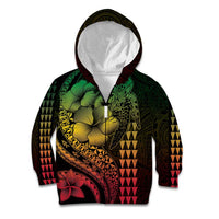 Hawaiian Sea Turtle Kid Hoodie Reggae Hibiscus Flowers and Kakau Pattern