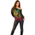 Hawaiian Sea Turtle Off Shoulder Sweater Reggae Hibiscus Flowers and Kakau Pattern