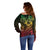 Hawaiian Sea Turtle Off Shoulder Sweater Reggae Hibiscus Flowers and Kakau Pattern