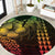 Hawaiian Sea Turtle Round Carpet Reggae Hibiscus Flowers and Kakau Pattern