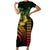 Hawaiian Sea Turtle Short Sleeve Bodycon Dress Reggae Hibiscus Flowers and Kakau Pattern