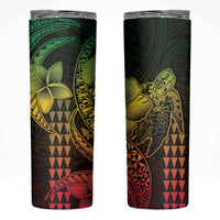 Hawaiian Sea Turtle Skinny Tumbler Reggae Hibiscus Flowers and Kakau Pattern