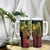 Hawaiian Sea Turtle Tumbler With Handle Reggae Hibiscus Flowers and Kakau Pattern