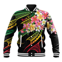 Kiribati Red Jasmine Mango Baseball Jacket Reggae Polynesian Art Vibe LT9 Unisex Reggae - Polynesian Pride
