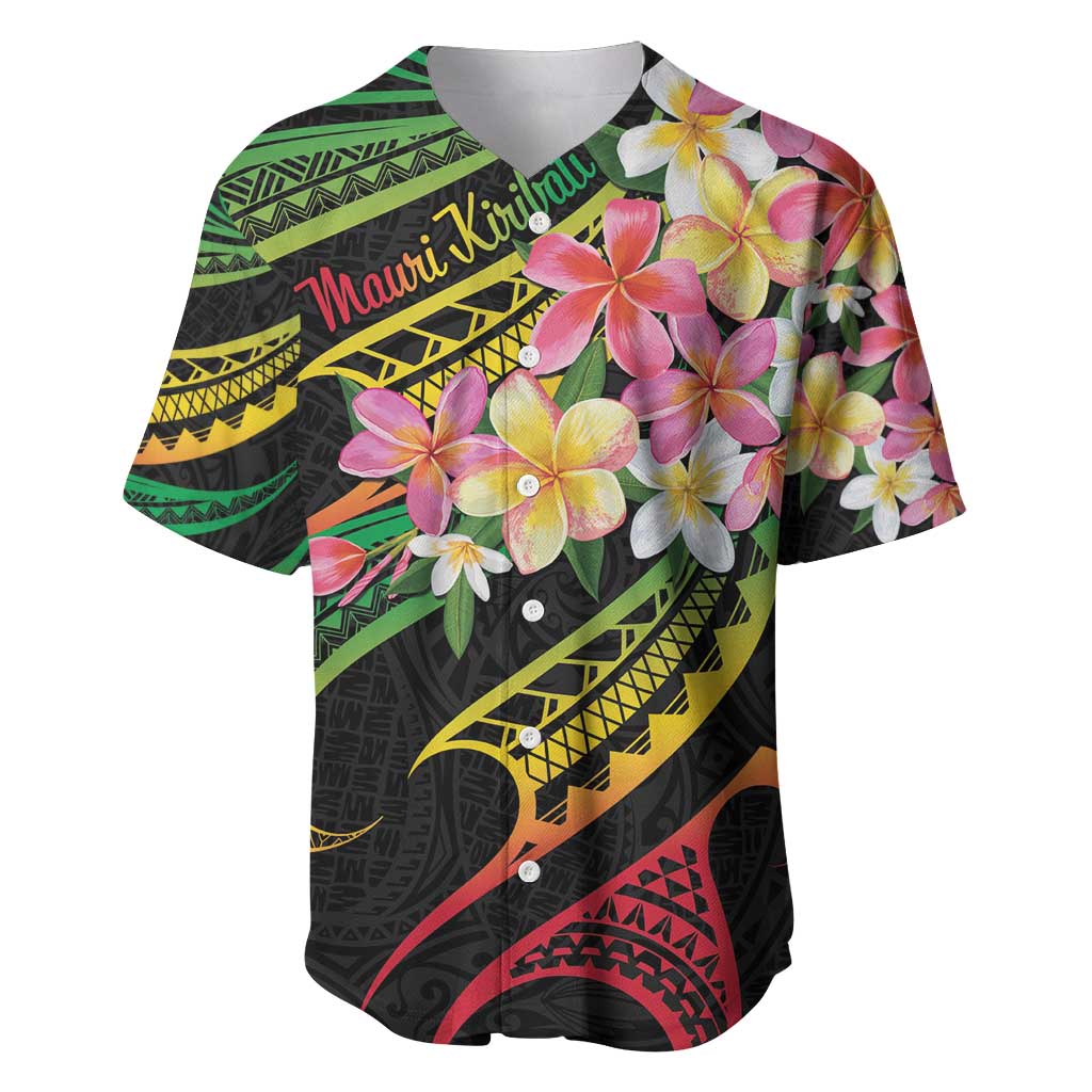 Kiribati Red Jasmine Mango Baseball Jersey Reggae Polynesian Art Vibe