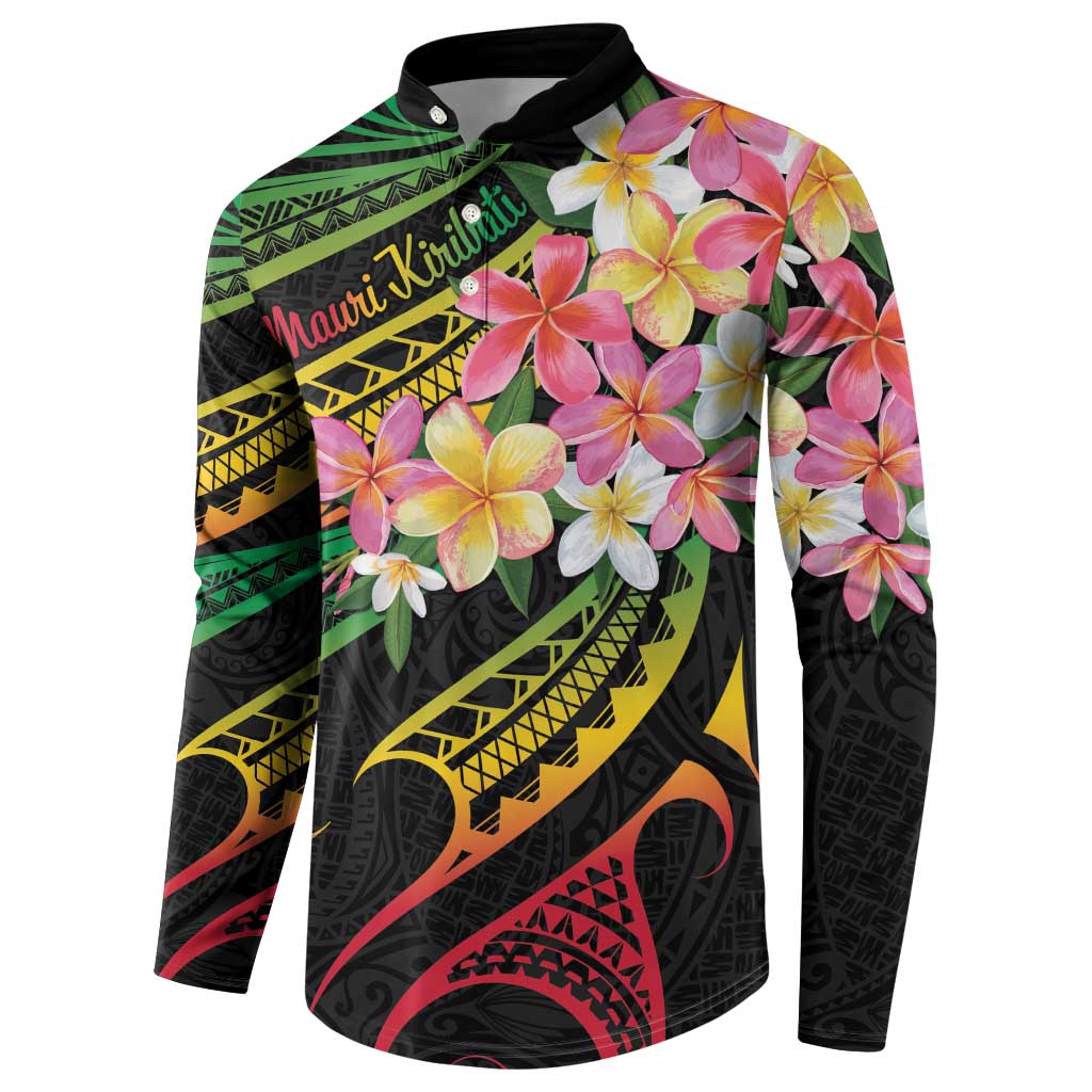 Kiribati Red Jasmine Mango Button Sweatshirt Reggae Polynesian Art Vibe LT9 - Polynesian Pride