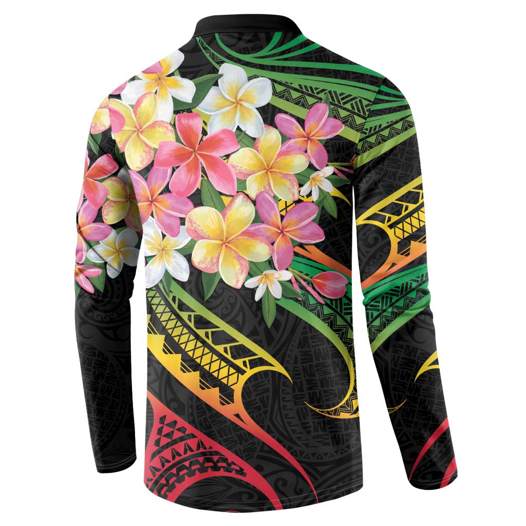Kiribati Red Jasmine Mango Button Sweatshirt Reggae Polynesian Art Vibe LT9 - Polynesian Pride