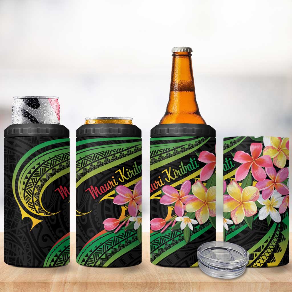 Kiribati Red Jasmine Mango 4 in 1 Can Cooler Tumbler Reggae Polynesian Art Vibe