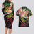 Kiribati Red Jasmine Mango Couples Matching Long Sleeve Bodycon Dress and Hawaiian Shirt Reggae Polynesian Art Vibe