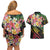 Kiribati Red Jasmine Mango Couples Matching Off Shoulder Short Dress and Hawaiian Shirt Reggae Polynesian Art Vibe