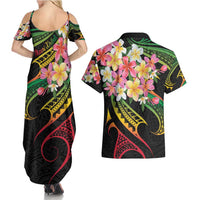 Kiribati Red Jasmine Mango Couples Matching Summer Maxi Dress and Hawaiian Shirt Reggae Polynesian Art Vibe LT9 - Polynesian Pride