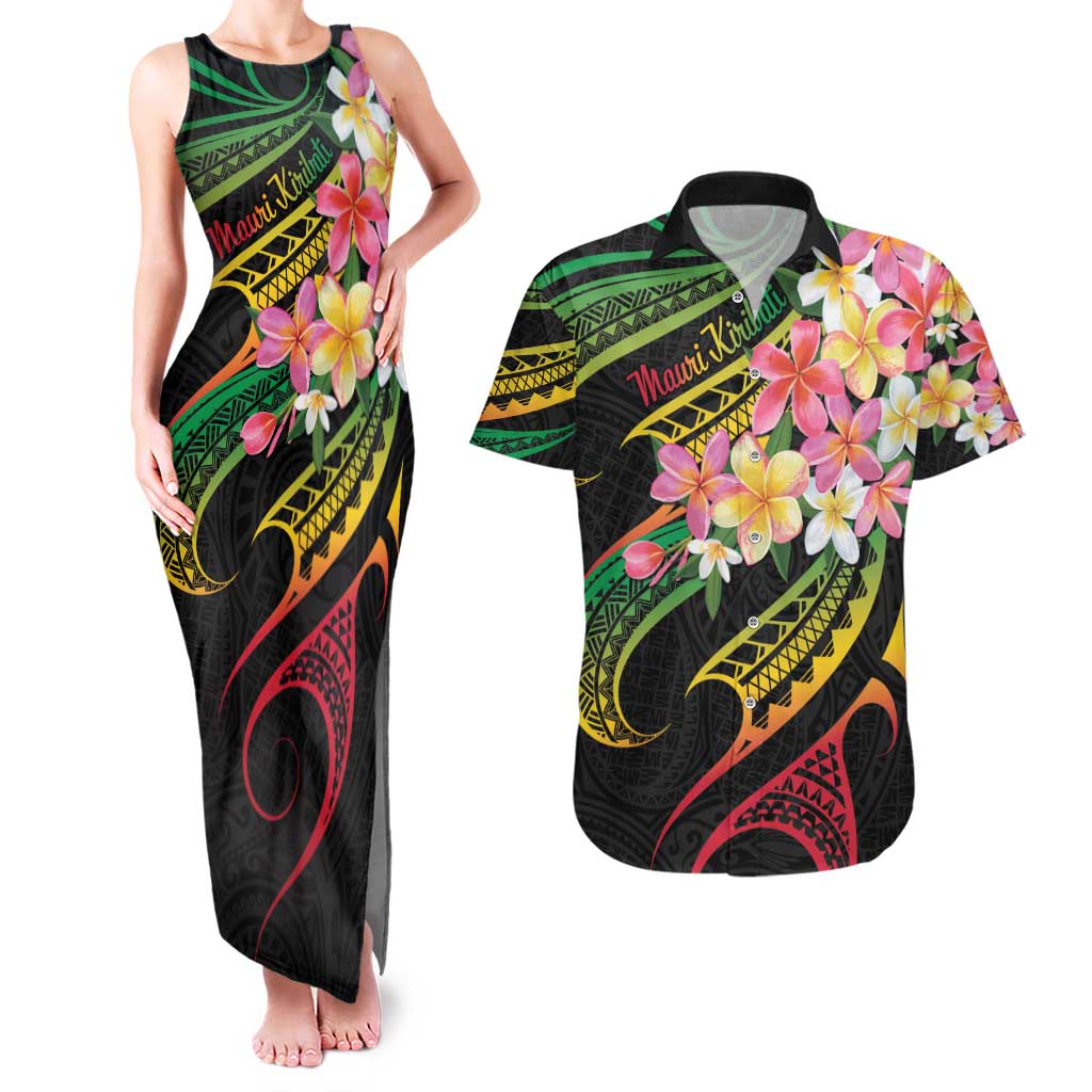 Kiribati Red Jasmine Mango Couples Matching Tank Maxi Dress and Hawaiian Shirt Reggae Polynesian Art Vibe LT9 Reggae - Polynesian Pride