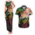 Kiribati Red Jasmine Mango Couples Matching Tank Maxi Dress and Hawaiian Shirt Reggae Polynesian Art Vibe