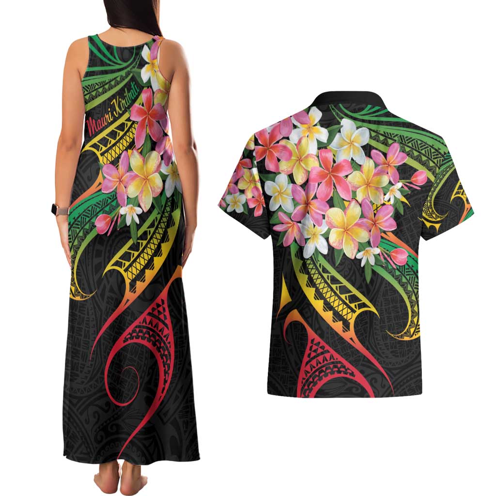 Kiribati Red Jasmine Mango Couples Matching Tank Maxi Dress and Hawaiian Shirt Reggae Polynesian Art Vibe LT9 - Polynesian Pride