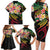 Kiribati Red Jasmine Mango Family Matching Long Sleeve Bodycon Dress and Hawaiian Shirt Reggae Polynesian Art Vibe