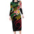 Kiribati Red Jasmine Mango Family Matching Long Sleeve Bodycon Dress and Hawaiian Shirt Reggae Polynesian Art Vibe