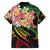 Kiribati Red Jasmine Mango Family Matching Off Shoulder Short Dress and Hawaiian Shirt Reggae Polynesian Art Vibe