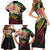 Kiribati Red Jasmine Mango Family Matching Short Sleeve Bodycon Dress and Hawaiian Shirt Reggae Polynesian Art Vibe