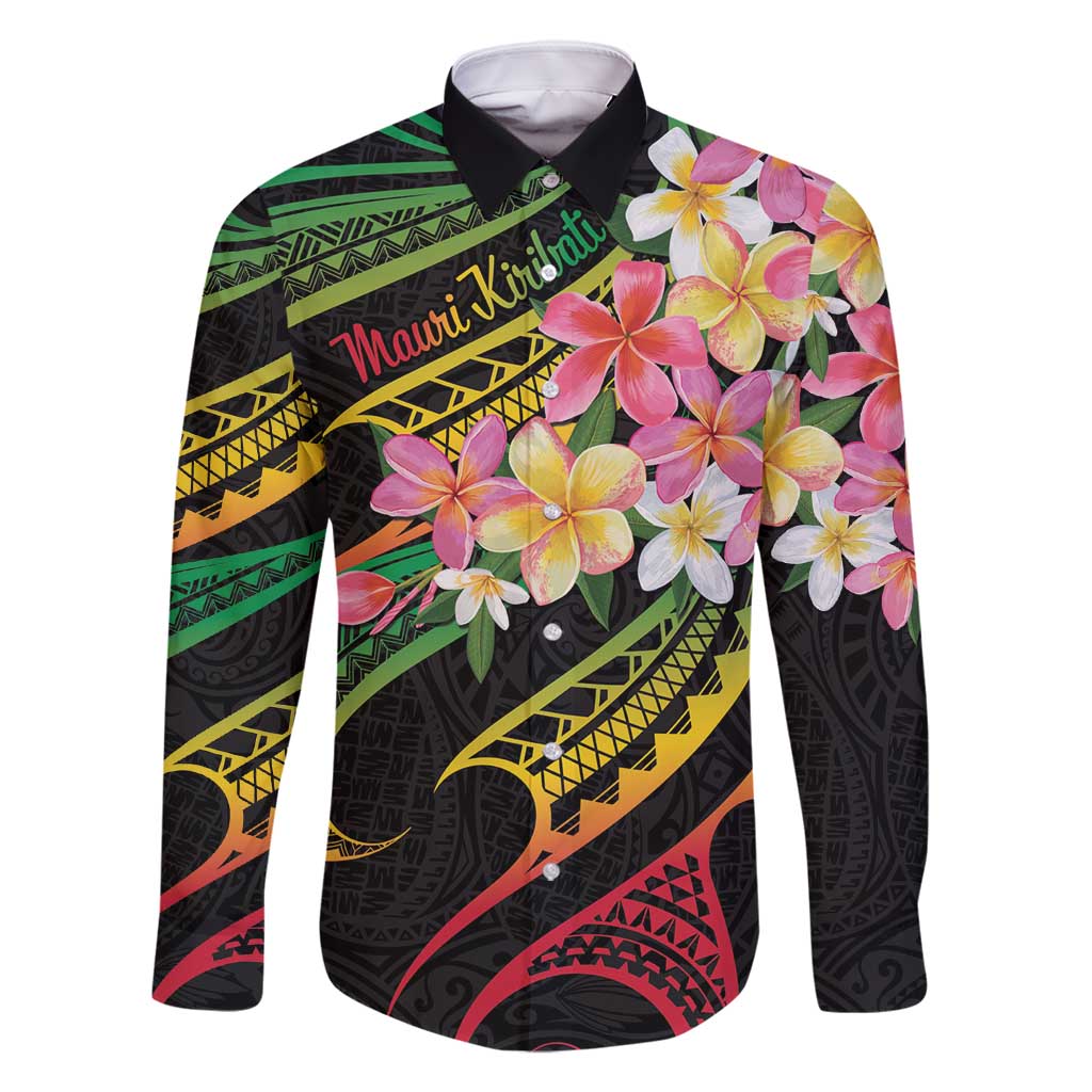 Kiribati Red Jasmine Mango Family Matching Summer Maxi Dress and Hawaiian Shirt Reggae Polynesian Art Vibe LT9 Dad's Shirt - Long Sleeve Reggae - Polynesian Pride