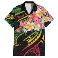 Kiribati Red Jasmine Mango Family Matching Tank Maxi Dress and Hawaiian Shirt Reggae Polynesian Art Vibe
