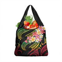 Kiribati Red Jasmine Mango Grocery Bag Reggae Polynesian Art Vibe