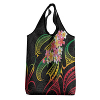 Kiribati Red Jasmine Mango Grocery Bag Reggae Polynesian Art Vibe