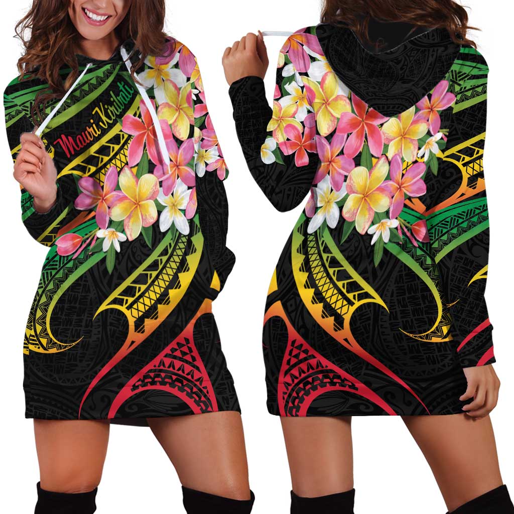 Kiribati Red Jasmine Mango Hoodie Dress Reggae Polynesian Art Vibe LT9 - Polynesian Pride