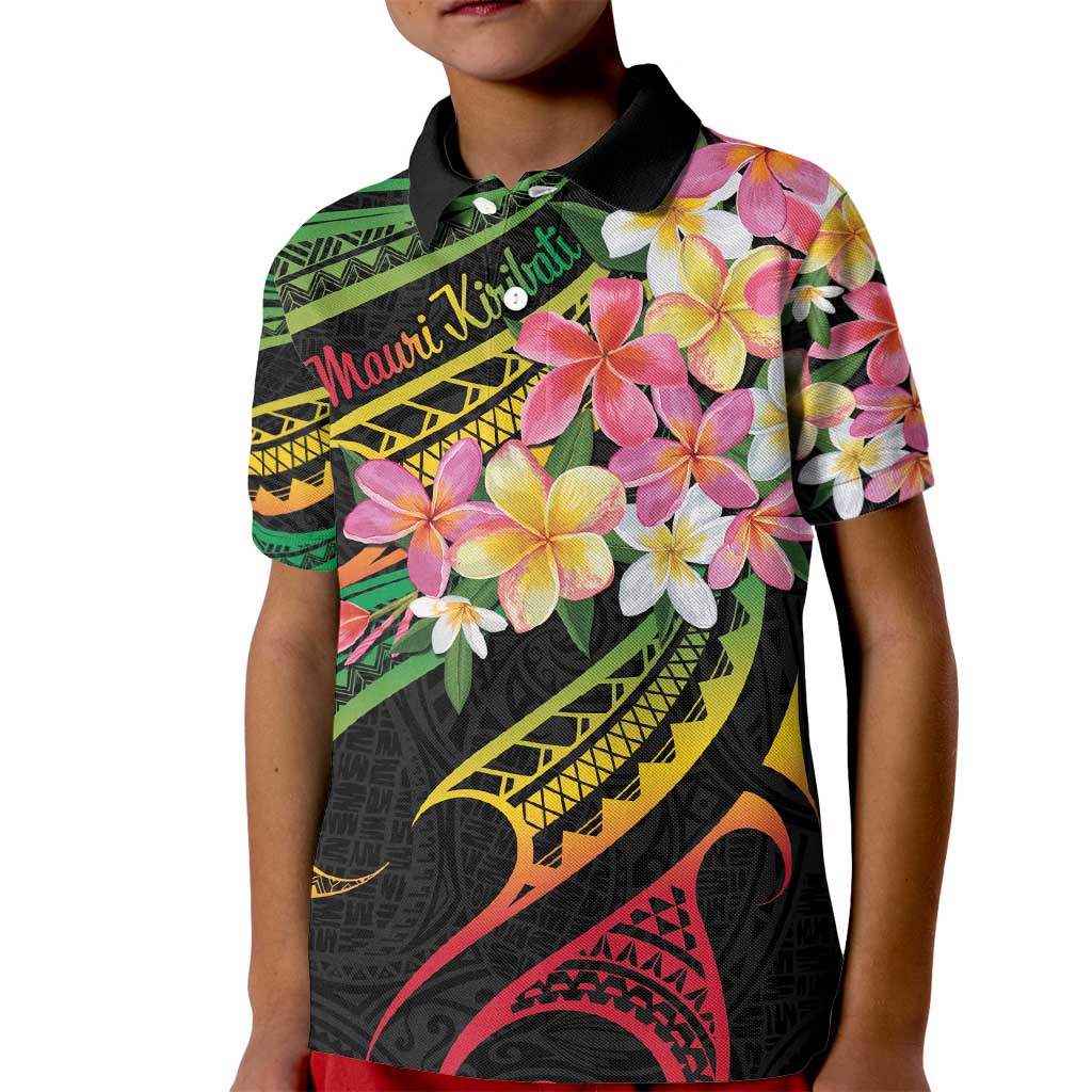 Kiribati Red Jasmine Mango Kid Polo Shirt Reggae Polynesian Art Vibe