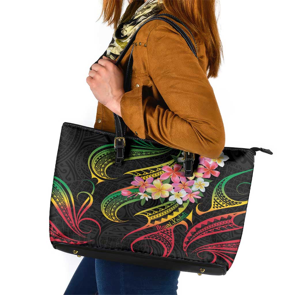 Kiribati Red Jasmine Mango Leather Tote Bag Reggae Polynesian Art Vibe LT9 Reggae - Polynesian Pride