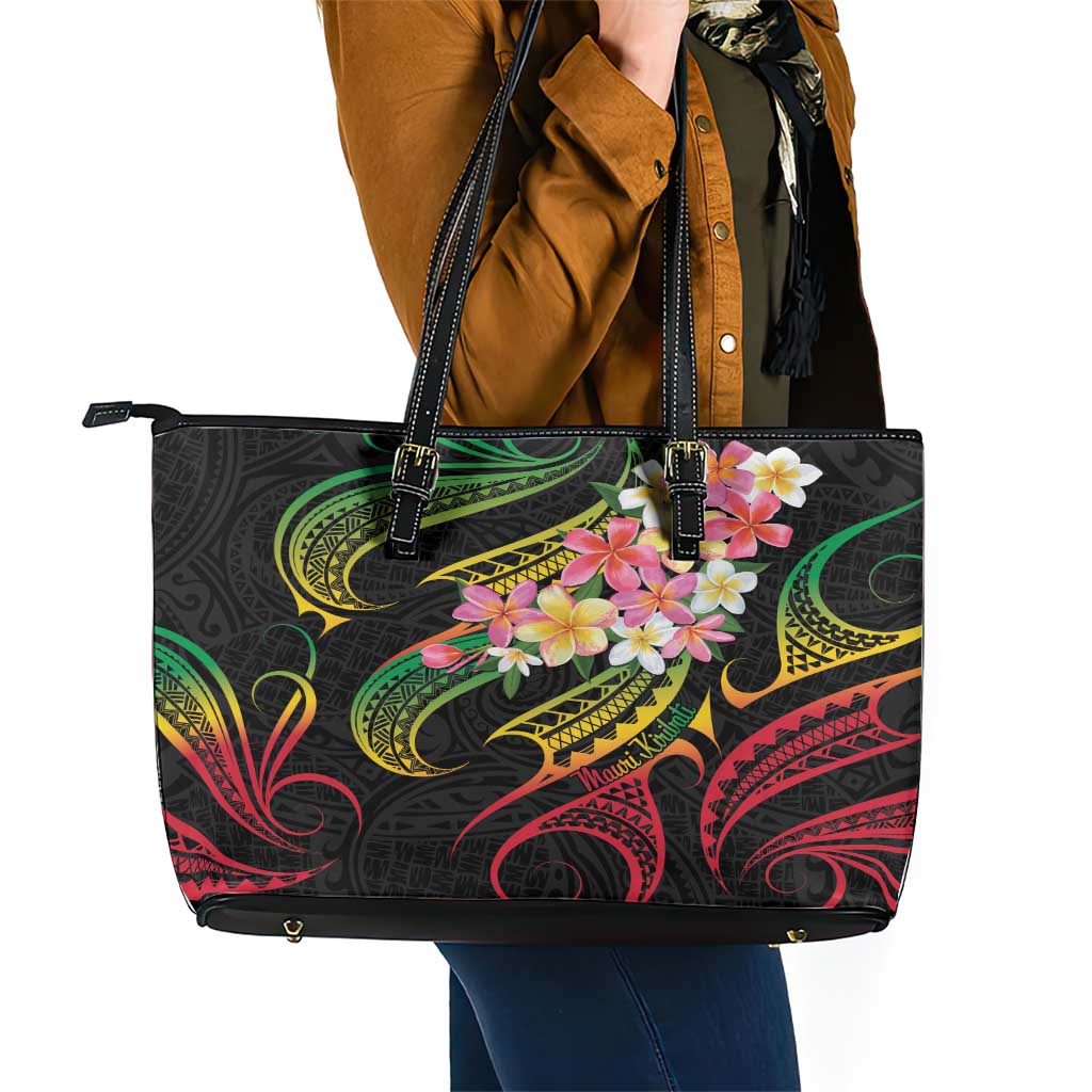 Kiribati Red Jasmine Mango Leather Tote Bag Reggae Polynesian Art Vibe LT9 - Polynesian Pride