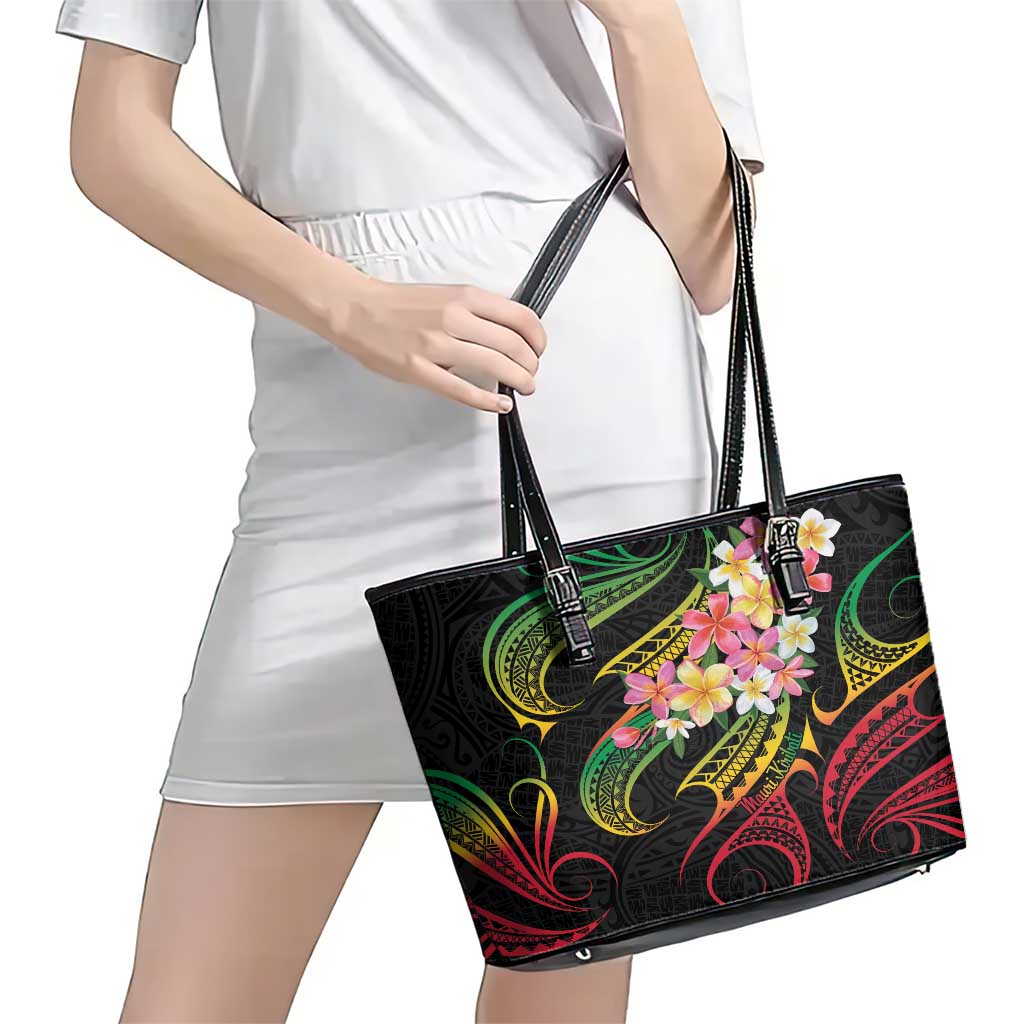 Kiribati Red Jasmine Mango Leather Tote Bag Reggae Polynesian Art Vibe LT9 - Polynesian Pride