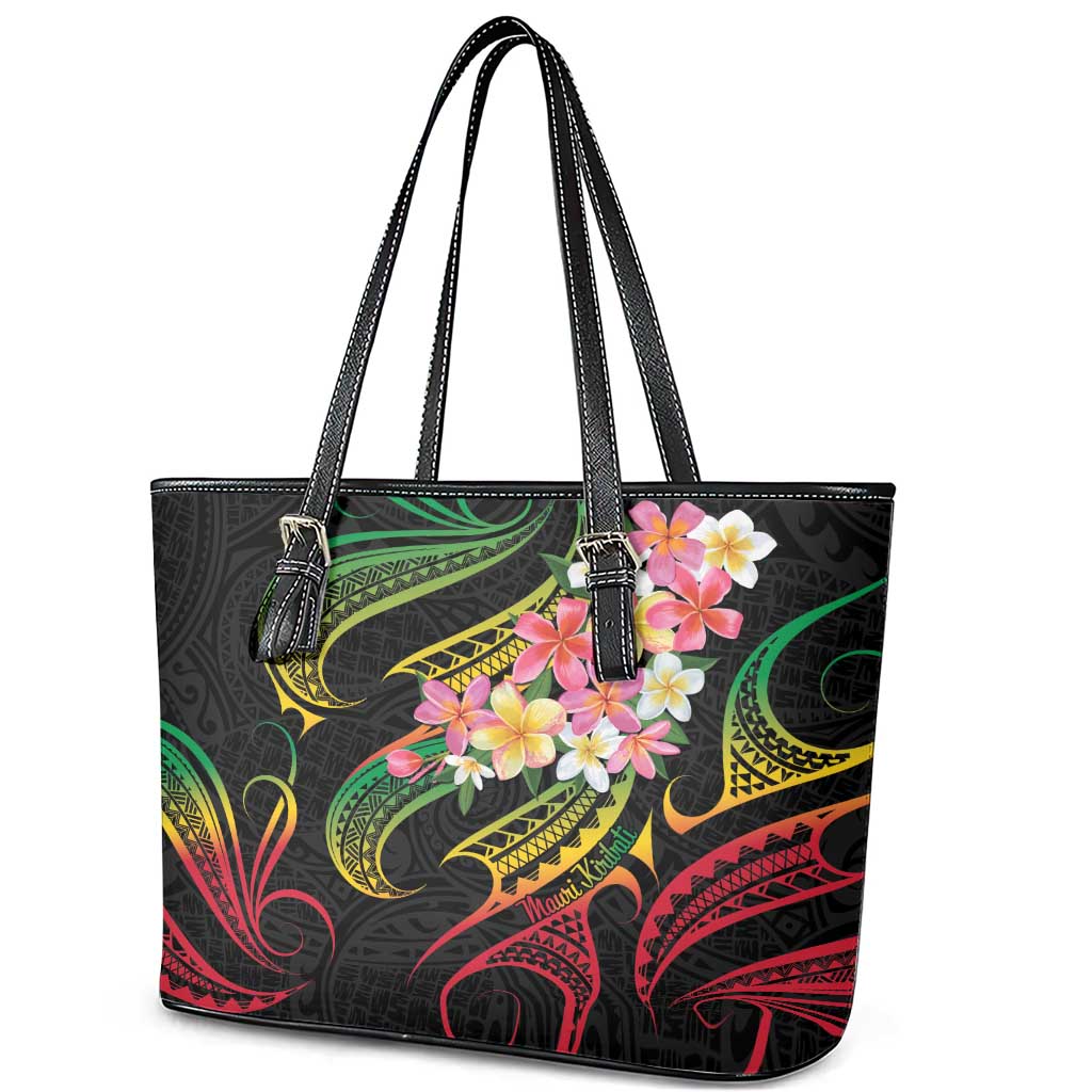 Kiribati Red Jasmine Mango Leather Tote Bag Reggae Polynesian Art Vibe LT9 - Polynesian Pride