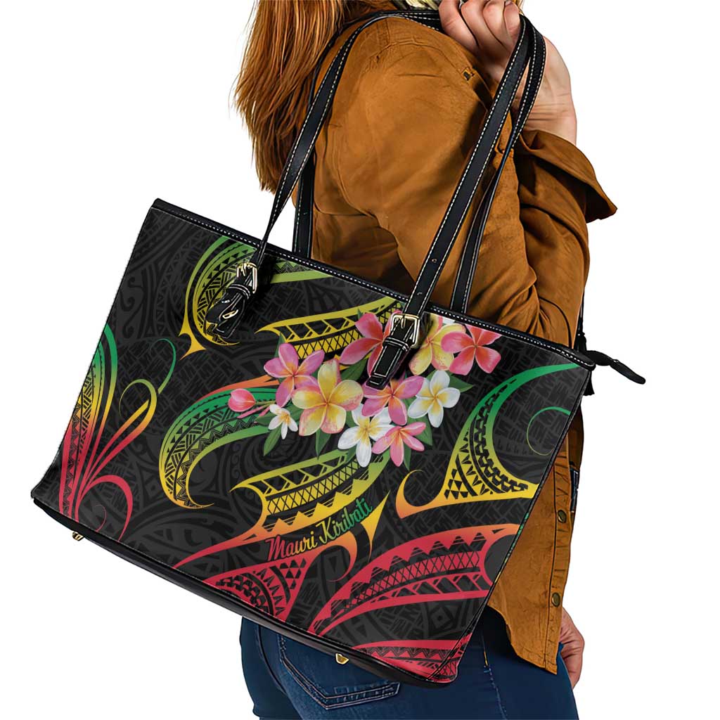 Kiribati Red Jasmine Mango Leather Tote Bag Reggae Polynesian Art Vibe LT9 - Polynesian Pride