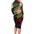 Kiribati Red Jasmine Mango Long Sleeve Bodycon Dress Reggae Polynesian Art Vibe