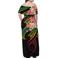 Kiribati Red Jasmine Mango Off Shoulder Maxi Dress Reggae Polynesian Art Vibe LT9 - Polynesian Pride