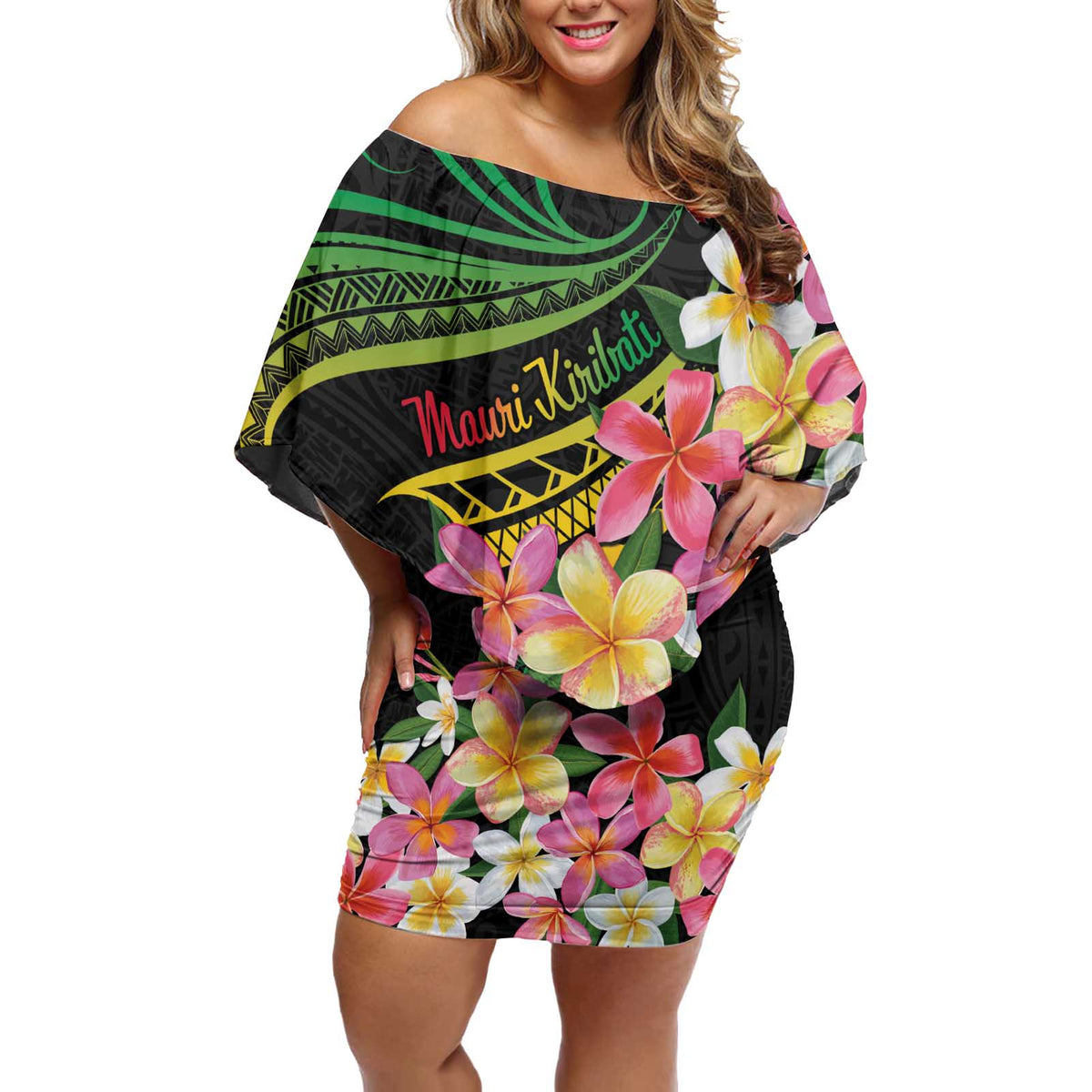 Kiribati Red Jasmine Mango Off Shoulder Short Dress Reggae Polynesian Art Vibe LT9 Women Reggae - Polynesian Pride