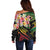 Kiribati Red Jasmine Mango Off Shoulder Sweater Reggae Polynesian Art Vibe