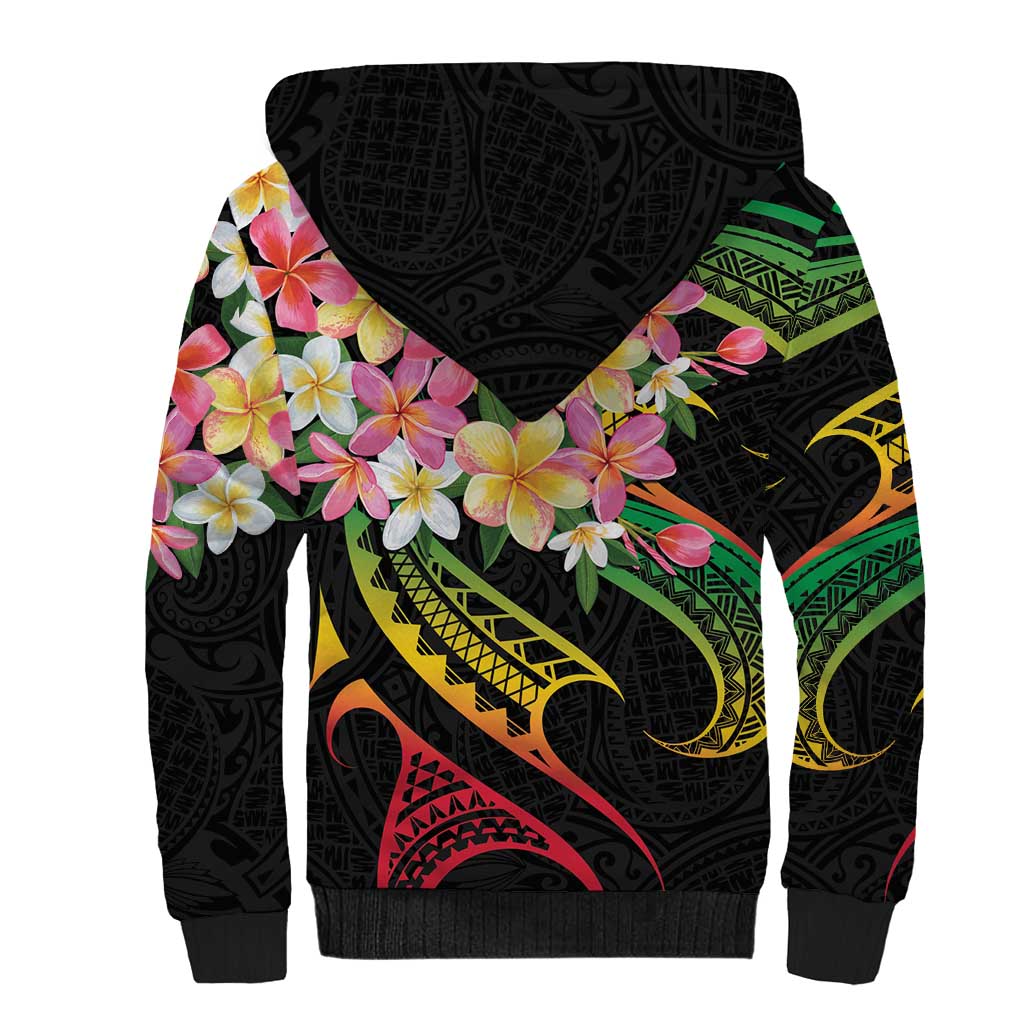 Kiribati Red Jasmine Mango Sherpa Hoodie Reggae Polynesian Art Vibe LT9 - Polynesian Pride