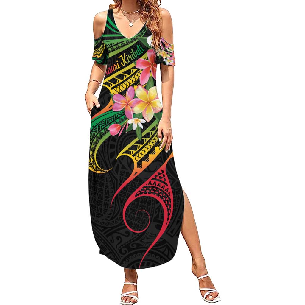 Kiribati Red Jasmine Mango Summer Maxi Dress Reggae Polynesian Art Vibe