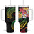 Kiribati Red Jasmine Mango Tumbler With Handle Reggae Polynesian Art Vibe