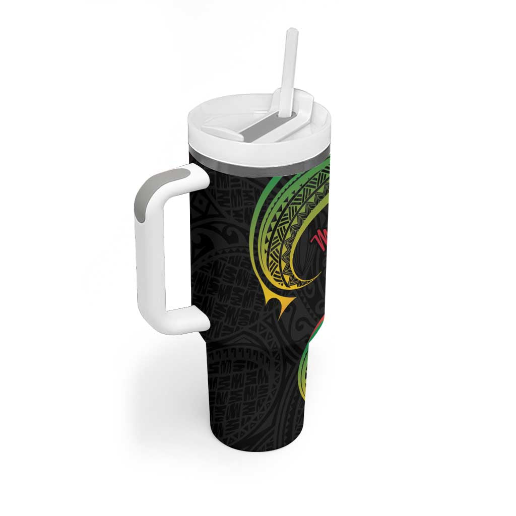 Kiribati Red Jasmine Mango Tumbler With Handle Reggae Polynesian Art Vibe LT9 - Polynesian Pride