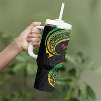 Kiribati Red Jasmine Mango Tumbler With Handle Reggae Polynesian Art Vibe LT9 - Polynesian Pride