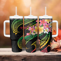 Kiribati Red Jasmine Mango Tumbler With Handle Reggae Polynesian Art Vibe LT9 - Polynesian Pride