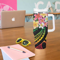 Kiribati Red Jasmine Mango Tumbler With Handle Reggae Polynesian Art Vibe LT9 - Polynesian Pride