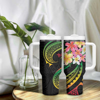 Kiribati Red Jasmine Mango Tumbler With Handle Reggae Polynesian Art Vibe LT9 - Polynesian Pride