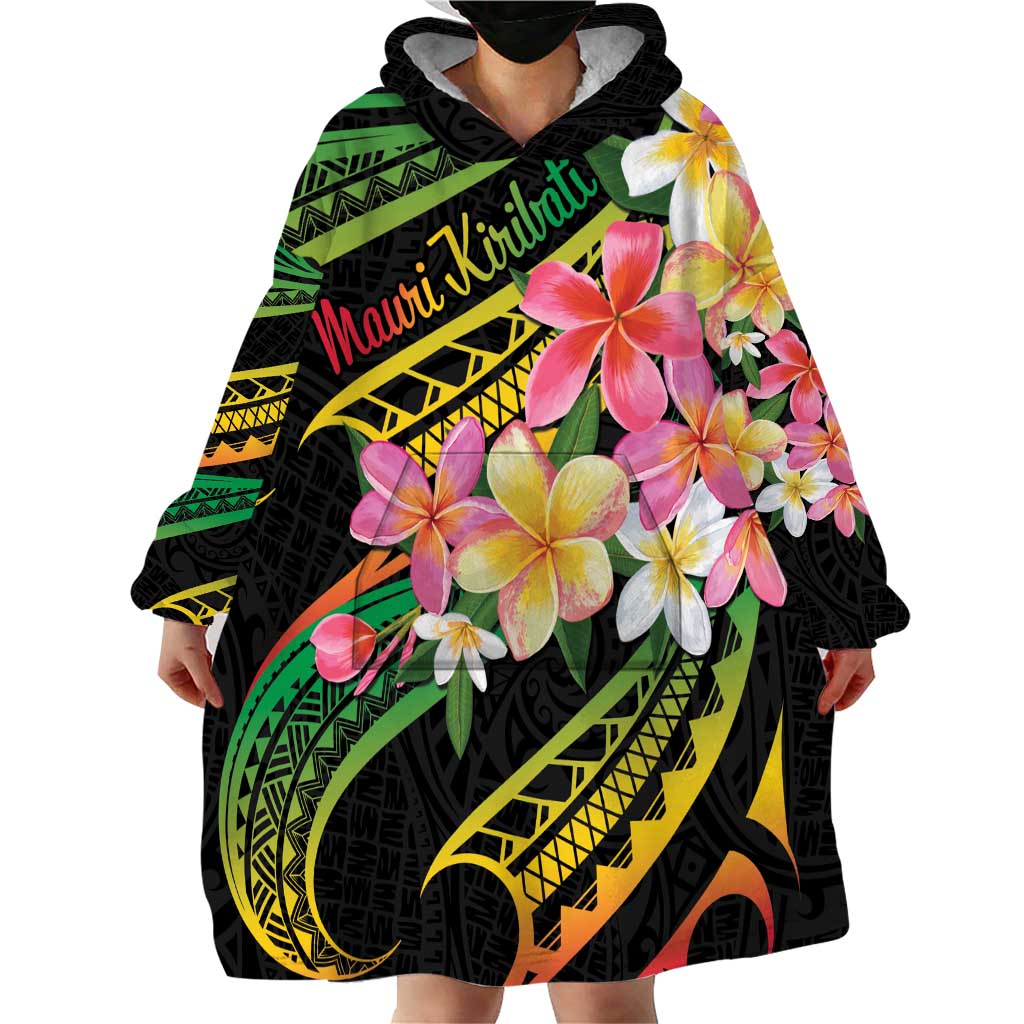 Kiribati Red Jasmine Mango Wearable Blanket Hoodie Reggae Polynesian Art Vibe LT9 - Polynesian Pride