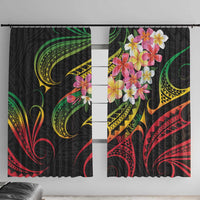 Kiribati Red Jasmine Mango Window Curtain Reggae Polynesian Art Vibe LT9 With Hooks Reggae - Polynesian Pride