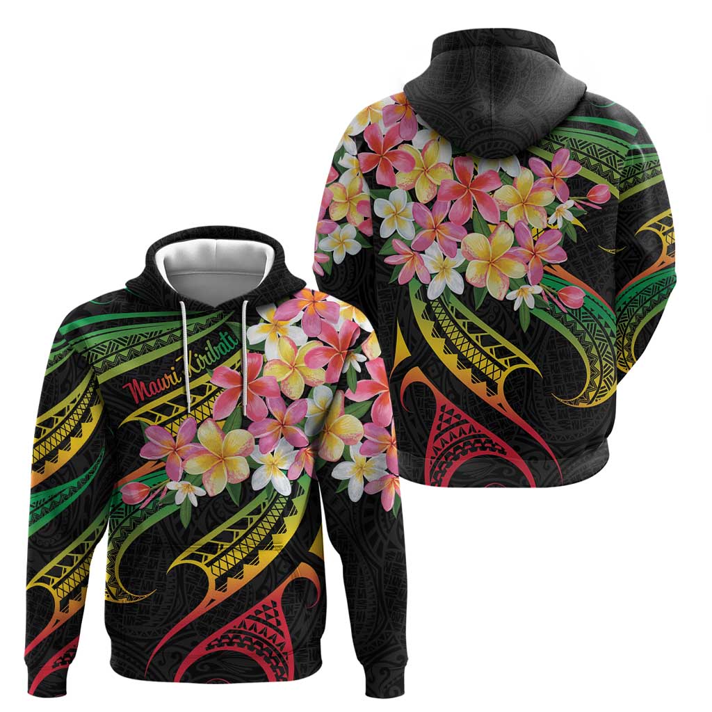 Kiribati Red Jasmine Mango Zip Hoodie Reggae Polynesian Art Vibe